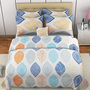 Mafatlal Mayfair Series, Pure Cotton Soft Finish Easy to Wash 144 TC Premium Bedsheets for Double Bed with 2 Pillow Covers, King Size Bedding Set Combo (Jazzy)