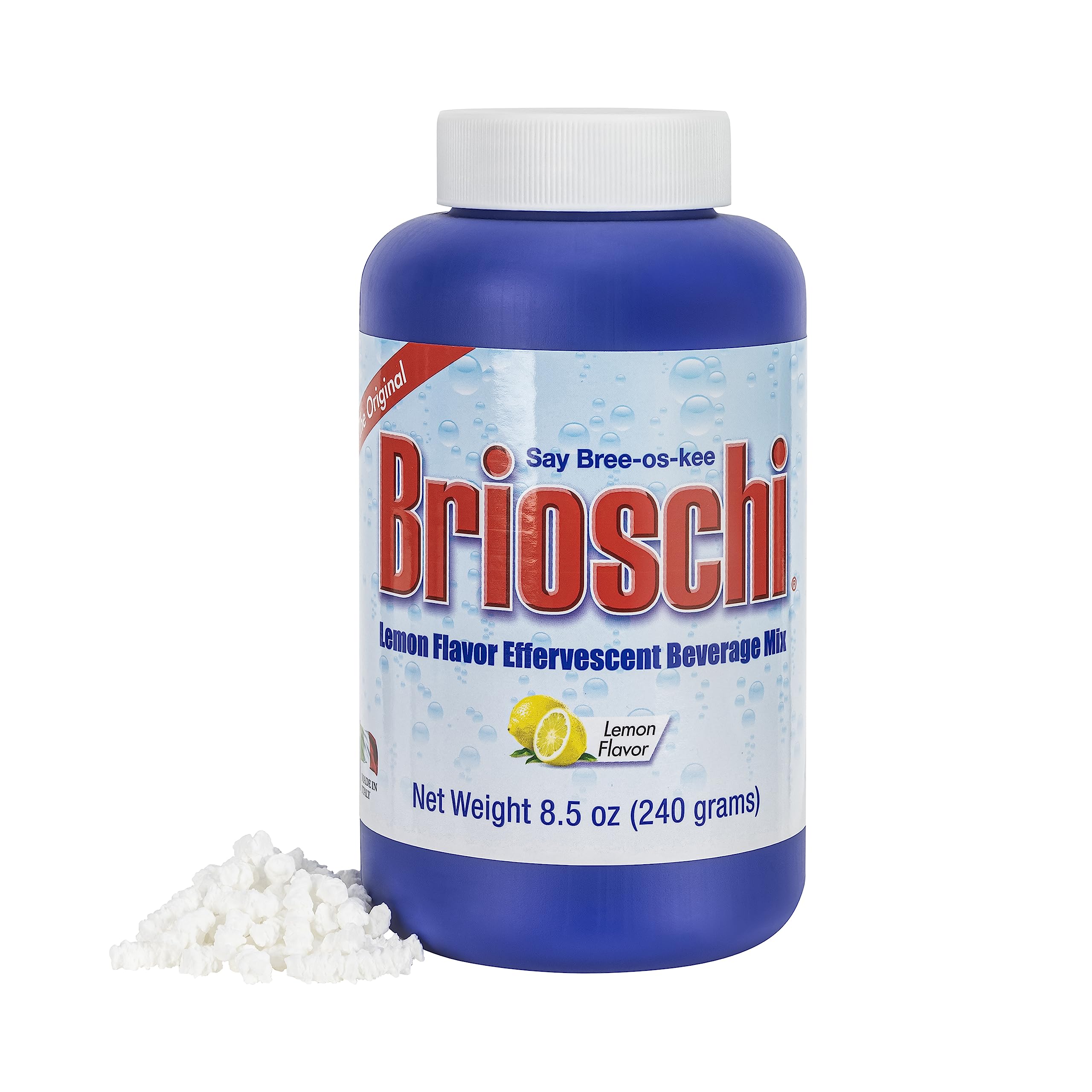 Brioschi Italian Lemon Flavored Effervescent Heartburn, Upset Stomach, Acid Indigestion, 8.5 oz bottle