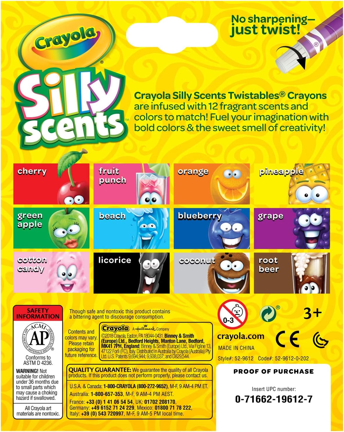 Crayola Silly Scents Twistables Crayons, Sweet Scented Crayons, 12 Count, Gift: Toys & Games