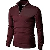 H2H Mens Quarter Zip Pullover Sweater Casual Slim Fit Polo Sweater