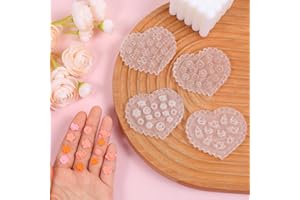 SKRFREN 4 Pcs Flower Polymer Clay Molds, Rose Flower Silicone Molds Daisy Flowers Fondant Mold, Rose Daisy Floral Silicone Miniature 3D Embossed Clay Mold