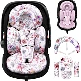 TinlyFinly Infant Car Seat Insert with Extra Cushion for Preemie to Toddler, Reversible Newborn Carseat Insert for Baby Head Body Support, Fits for Stroller, Baby Swing, Bouncer (Purple Wildflower)