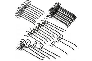 40-Pack Pegboard Hooks, 4" Heavy-Duty Metal Peg Board Hangers for 1" Hole Spacing Panels, Black Carbon-Steel Tool Hooks with 