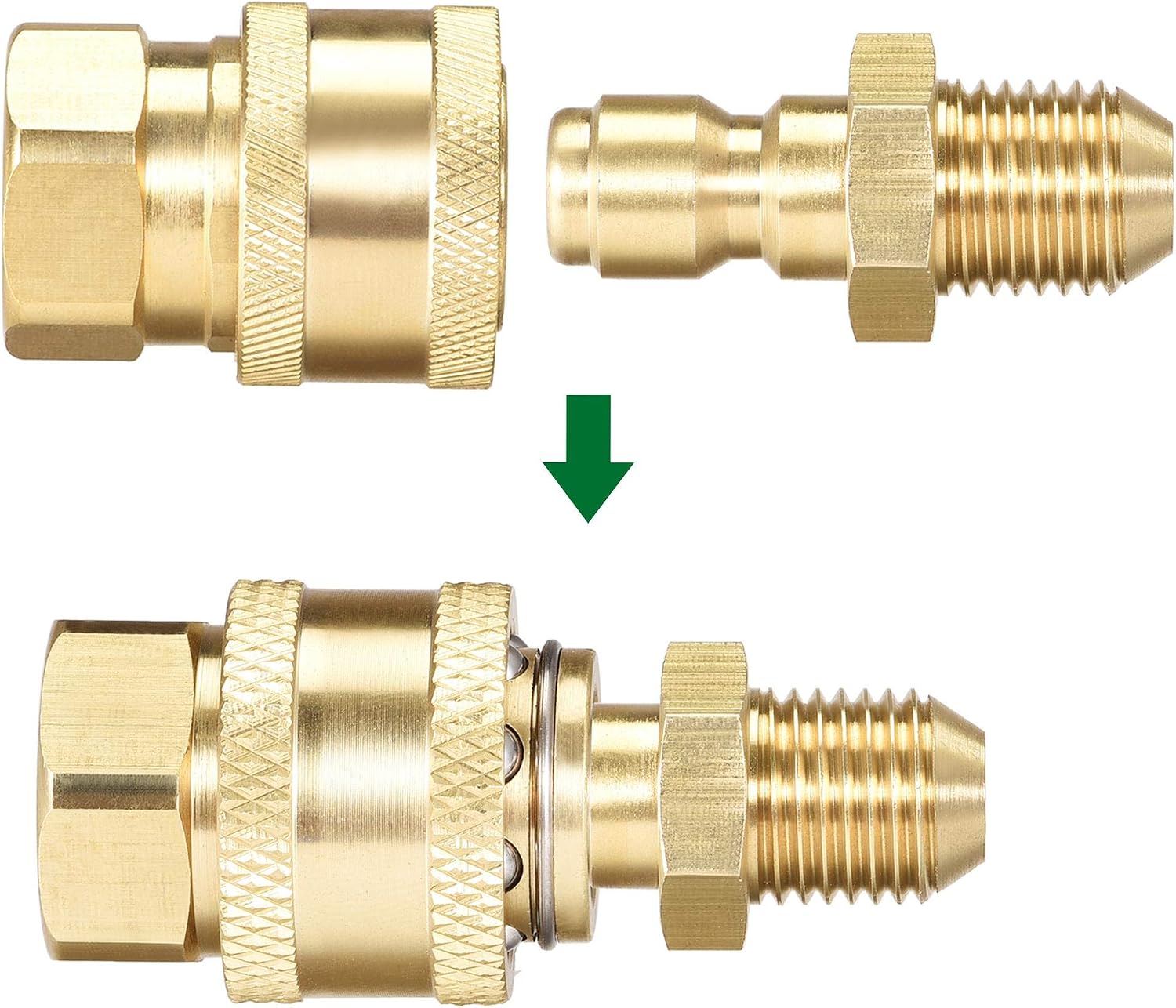 sourcing map Garden Hose Brass Quick Connect Set Fittings M14x1.5 Male & Female Thread Water Hose Connectors Pressure Washer Adapter Connectors - Image 5