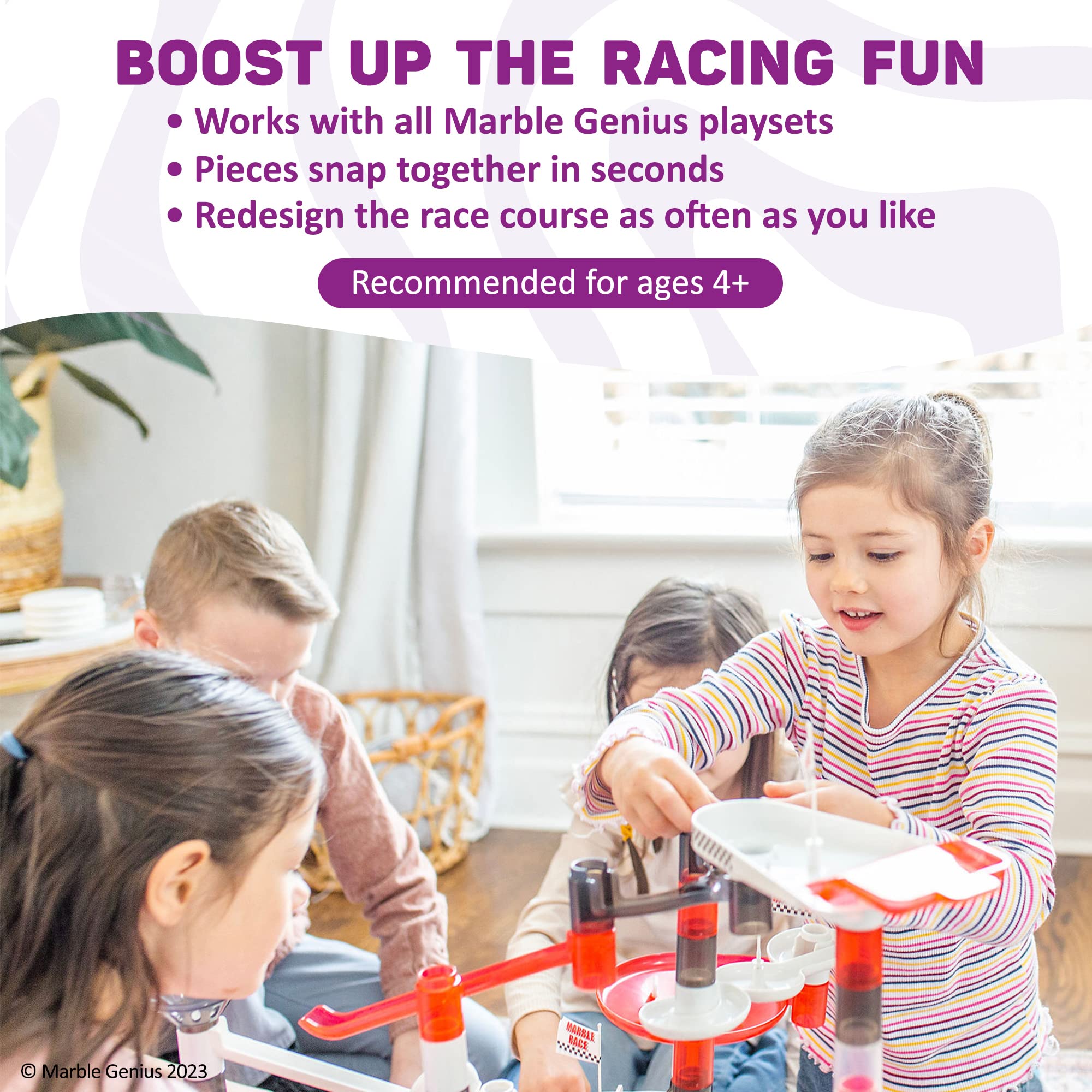 Marble Genius Marble Racing Booster Set - 10 Pieces Total (Marbles Not Included), Construction Building Blocks Toys for Ages 3 and Above, with Instruction App Access, Add-On Set