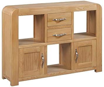 Venice Oak Small Display Cabinet Includes Two Drawers With