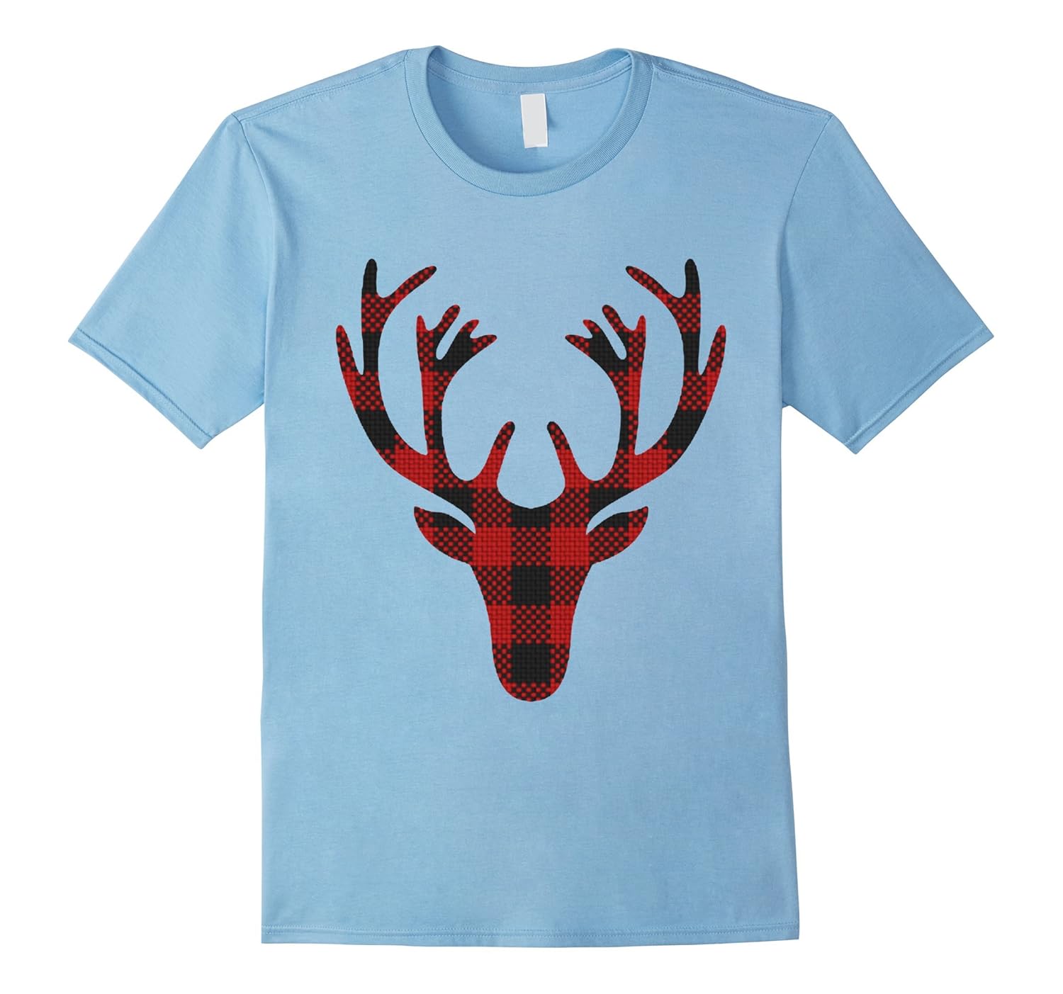 Plaid Reindeer Head T shirt Gift for Christmas-Rose