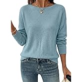 Acelitt Womens Casual Lightweight Long Sleeve Crewneck Knit Shirts Tops, S-XXL