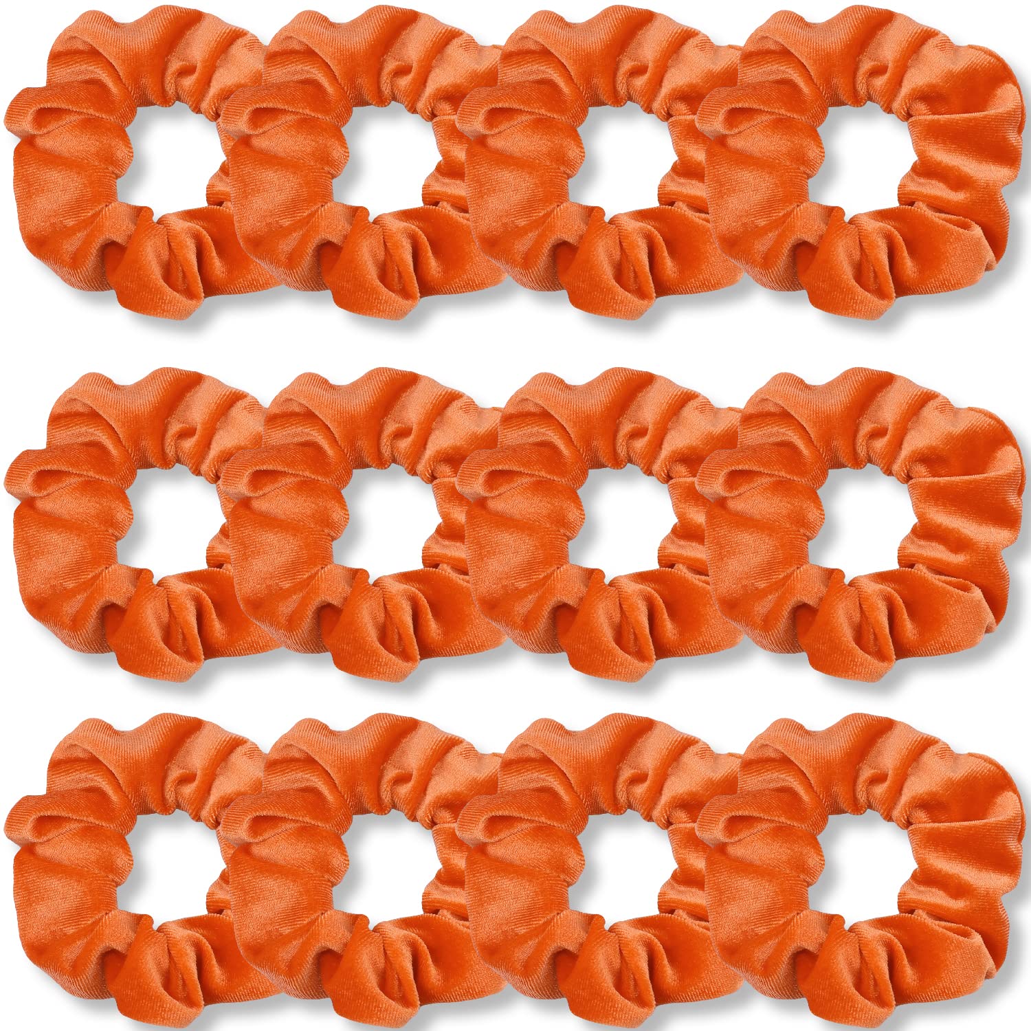 VENUSTE Orange Scrunchies, Premium Velvet Scrunchy for Hair, Solid Colors Thick Hair Bands, Soft Ropes Ponytail Holder Hair Accessories for Women and Girls, 12 Pack