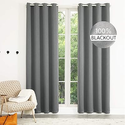 Buy Bedsure 100 Blackout Curtains Linen Textured Black Out Curtains 84 Inch Long 2 Panels Thermal Curtains And Drapes For Bedroom And Living Room 52x84 Inch Dark Grey Online In Indonesia B08gx49kp3