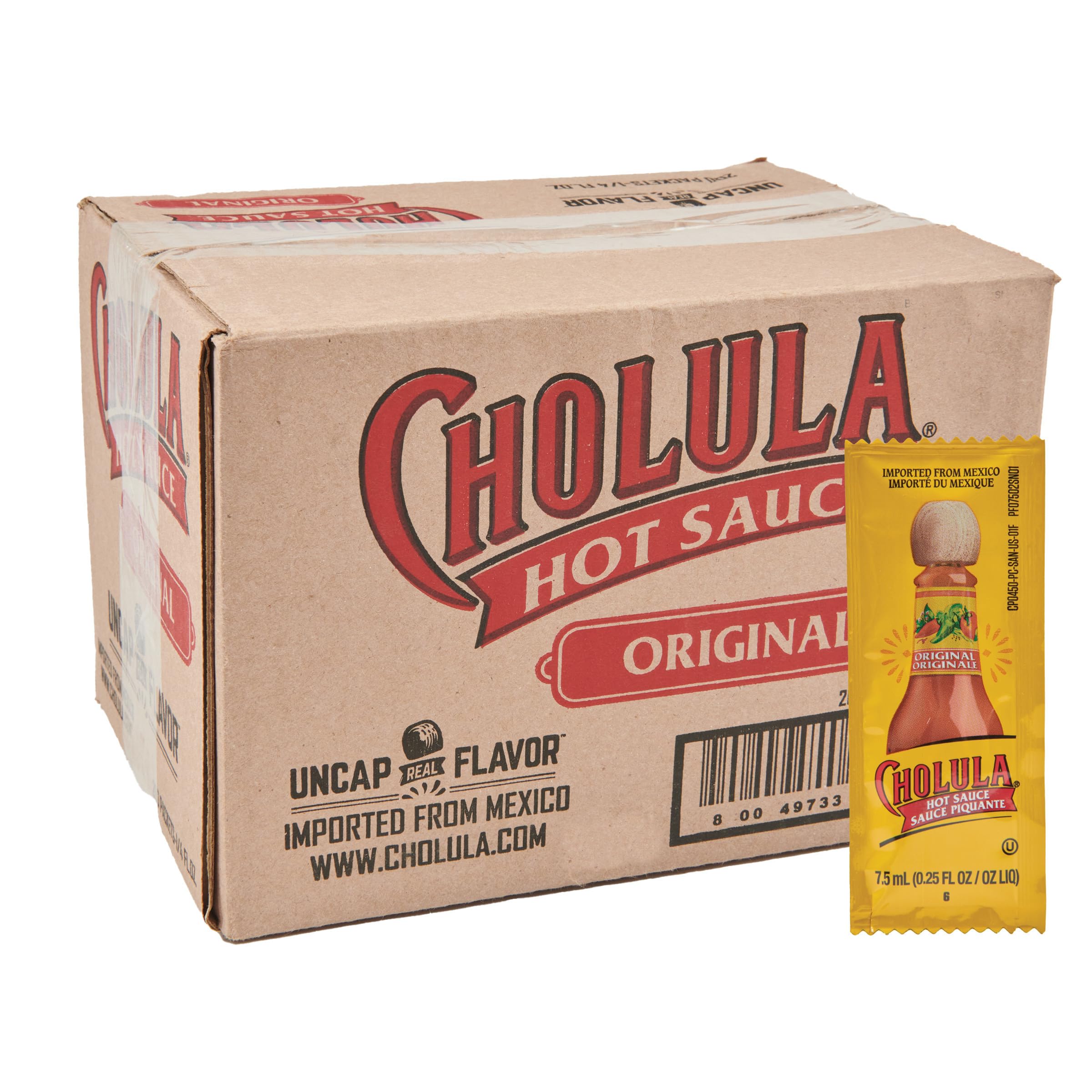 Photo 1 of ***MAY 5, 2026***Cholula Original Hot Sauce Packets, 200 count - One 200 Count Individual Hot Sauce Packets with Mexican Peppers and Signature Spice Blend, Perfect Single-Serve Size for Delivery and Takeout***MAY 5, 2026***