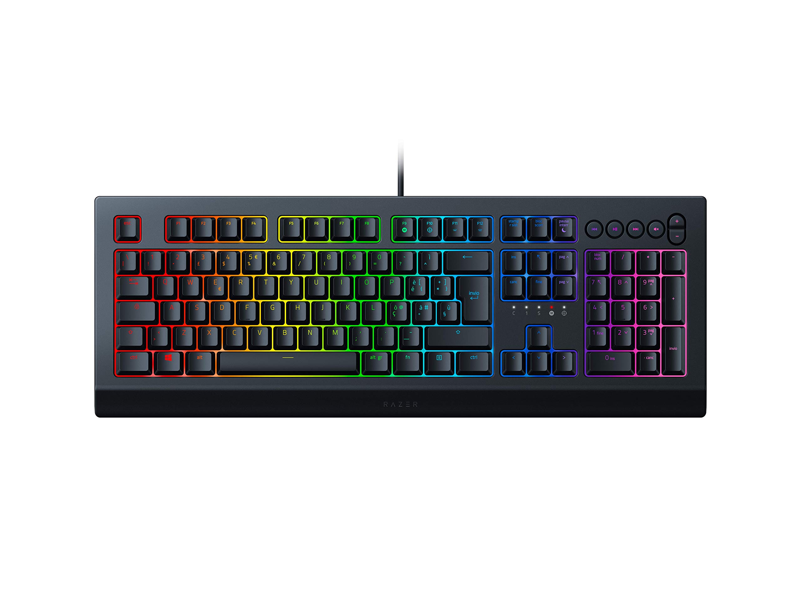 Razer Cynosa V2 – Membran-Gaming-Tastatur (Tastatur mit Soft-Tasten, Multimedia-Tasten, Kabelmanagement, programmierbar, RGB-Beleuchtung) IT-Layout, Schwarz