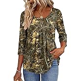 Zeagoo 3/4 Sleeve Tops for Women Crew Neck Blouses Pleated Casual Shirts Fall Work Clothes 2026
