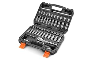 DNA MOTORING TOOLS-00144 72-Piece 1/4" Drive Socket Set with Ratchets, Adapters, Extensions - 4mm -14mm, 5/32 Inch- 9/16 Inch, Cr-V