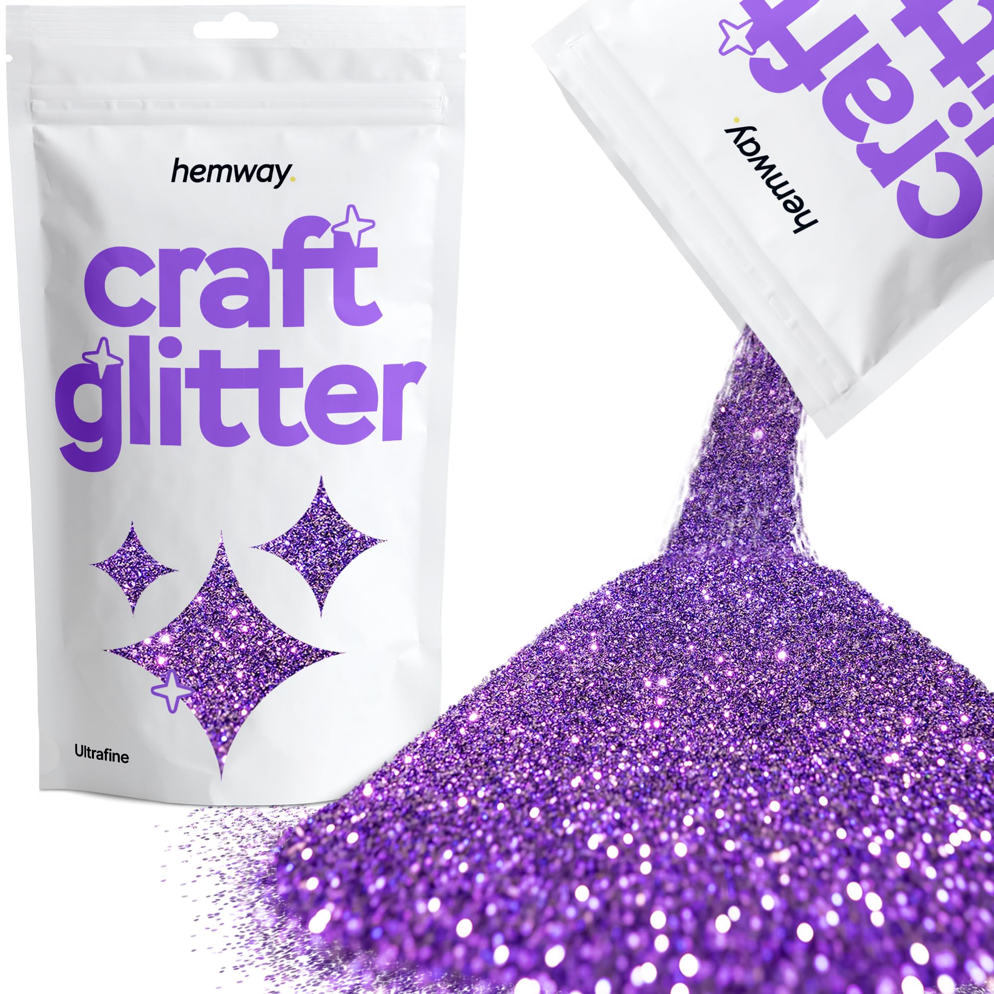 Hemway Craft Glitter Purple 100g Ultrafine Glitter for Crafts, Resin, Cosmetic, Nail, Face, Body, Festival, Tumblers, Art, Candle, Crafting