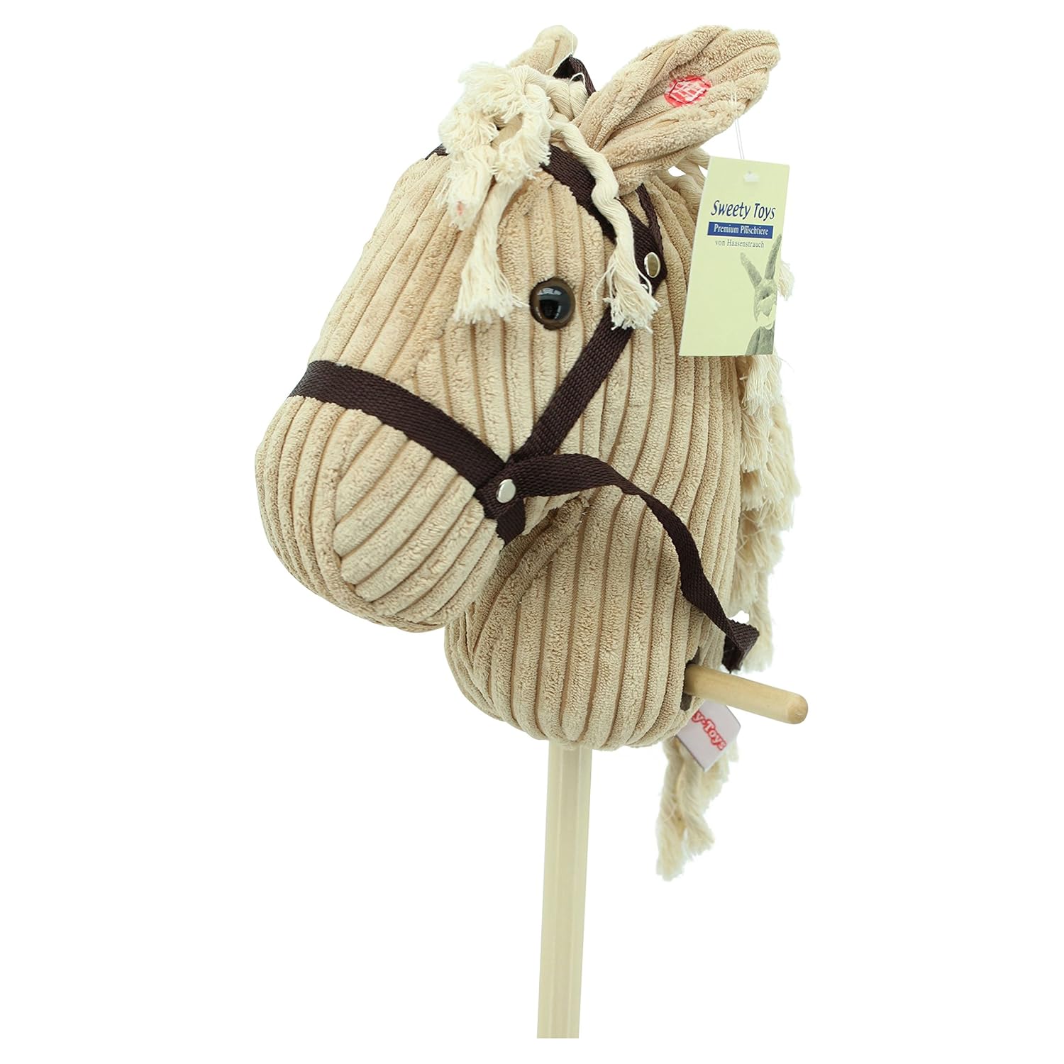 SweetyToys 6809 " BEIGE Sugar " CORD COTTON hobby horse with sounds