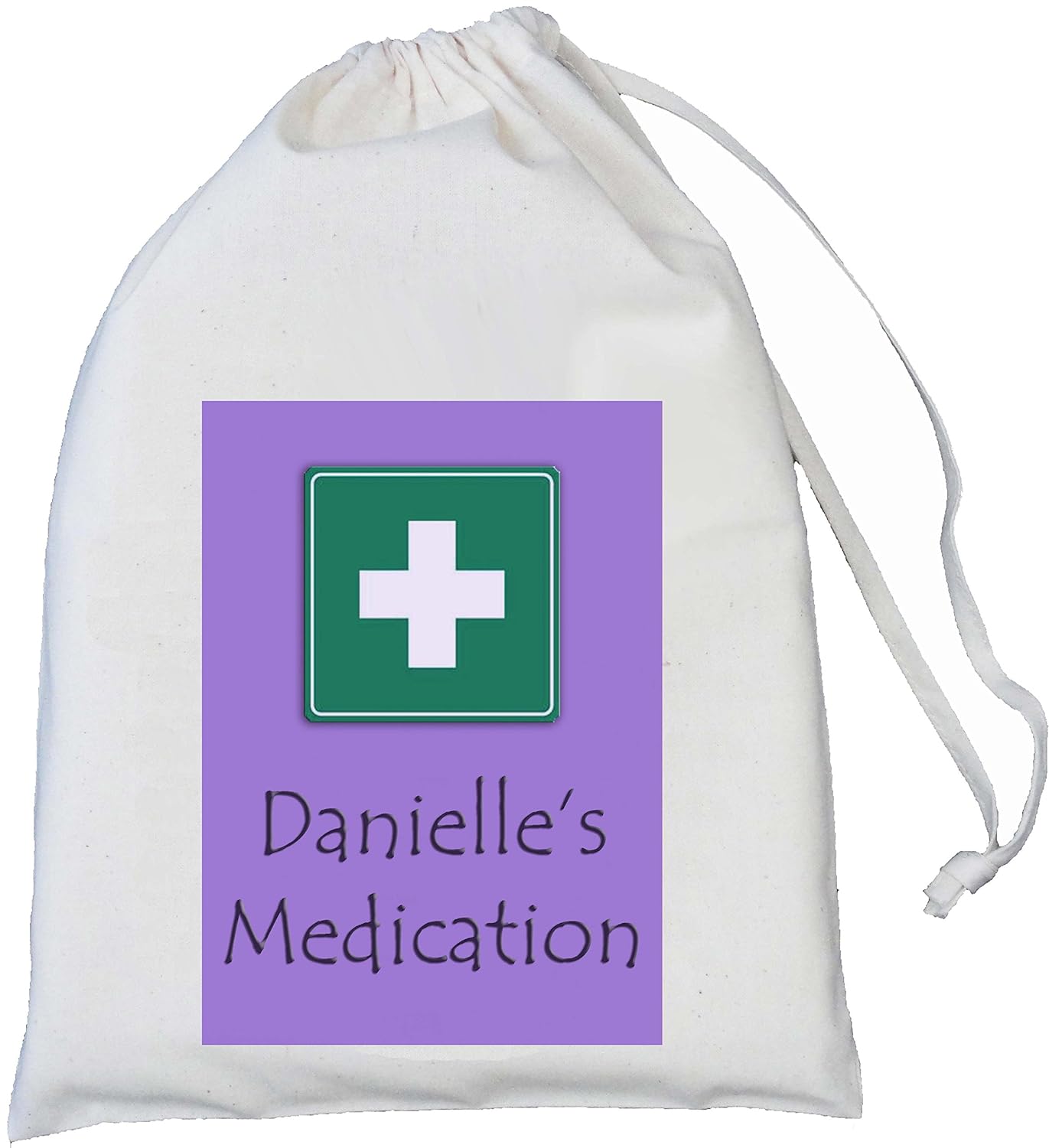 Personalised Medication Storage Bag PURPLE DESIGN Small Natural