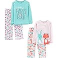 Simple Joys by Carter's Girls' 4-Piece Pajama Set (Cotton Top & Fleece Bottom)