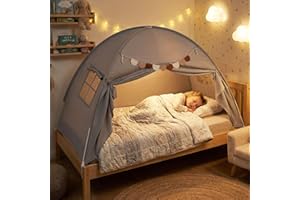 INFANS Bed Tent for Kids, Indoor Large Toddler Canopy Playhouse with Flags, Teepee Toys Gift for Boys Girls Aged 3+, 75’’ x 3