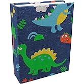 Dankeler Small Photo Album for Kids, 100 Pockets 4x6 Bookshelf Baby Picture Album, Slip-in Linen Cover Photo Book for Family(Dino)