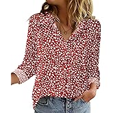 Zeagoo Blouse for Women Dressy Long Sleeve Button Down Shirts Business Casual Outfit Lightweight Solid/Printed Tops