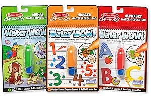 Melissa & Doug On the Go Water Wow! Water-Reveal Activity Pads, 3-pk, Animals, Alphabet, Numbers - 3-Pack Of Reusable No-Mess Travel Activities For Kids