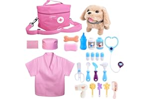 CASRRA Doctor Kit for Toddlers 1-3-5 Toddler Girl Toys 3 4 5 6 Year Old Girl Birthday Gift Toys Dog Puppy Vet Kit Kids Veterinarian Playset