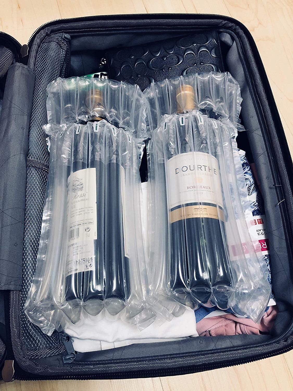 YFOX 10 x Inflatable Wine Bottle and Air Bag Protectors with Air Pump for Transport and Safe Packaging, Transparent - Image 4