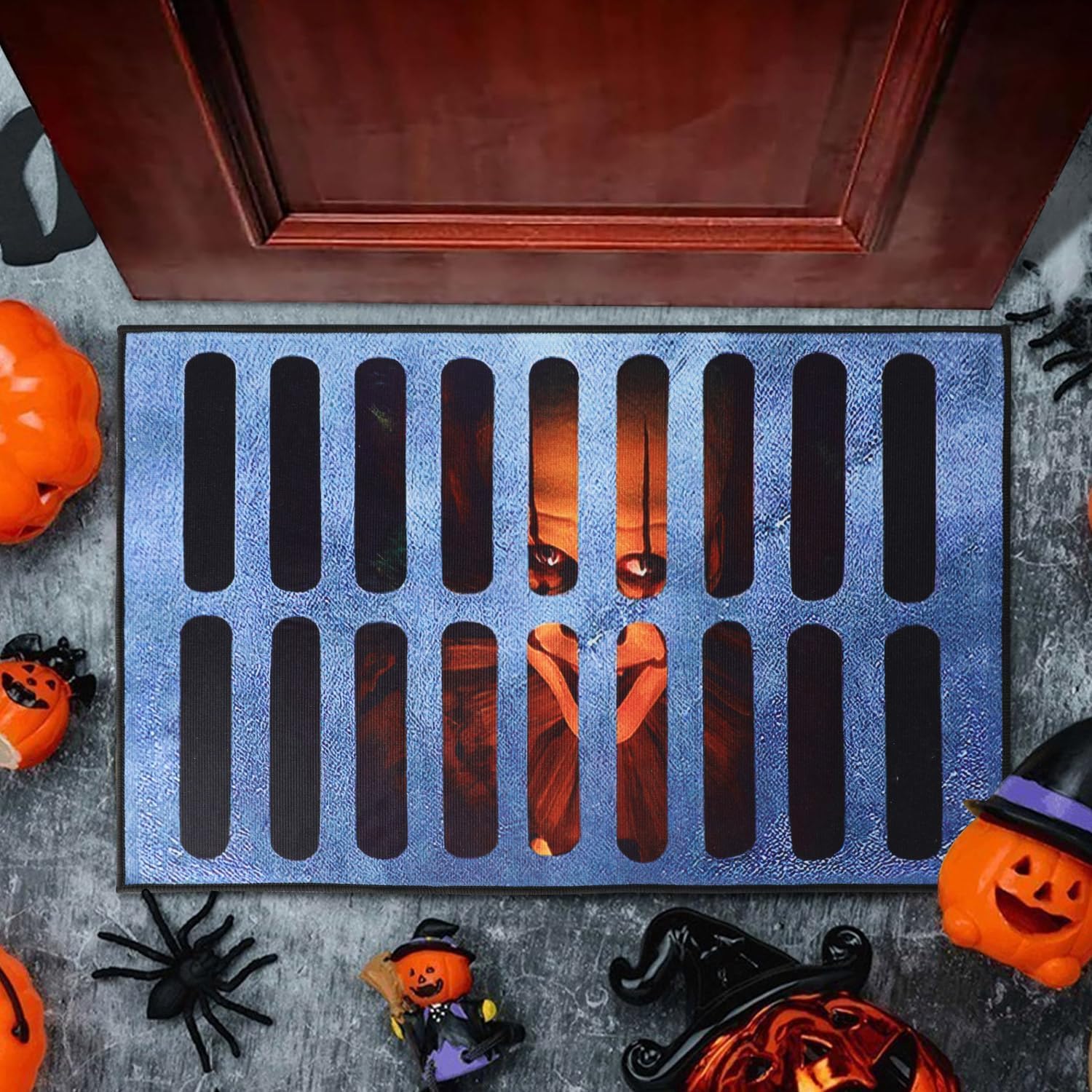 Photo 1 of ***(HEAVILY USED/ MINOR DAMAGE)***MISEDI 3D Illusion Clown Door Mat, Horror Movie Sewer Doormat, Indoor/Outdoor Welcome Rug (19.7inx31.5in)