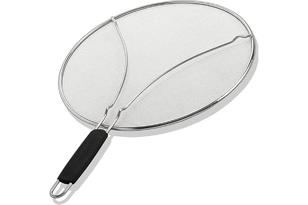 Splatter Screen for Frying Pan - 13 Inch Stainless Steel Grease Splatter Guard - Cover Oil Splash When Sizzling Bacon, Cookin