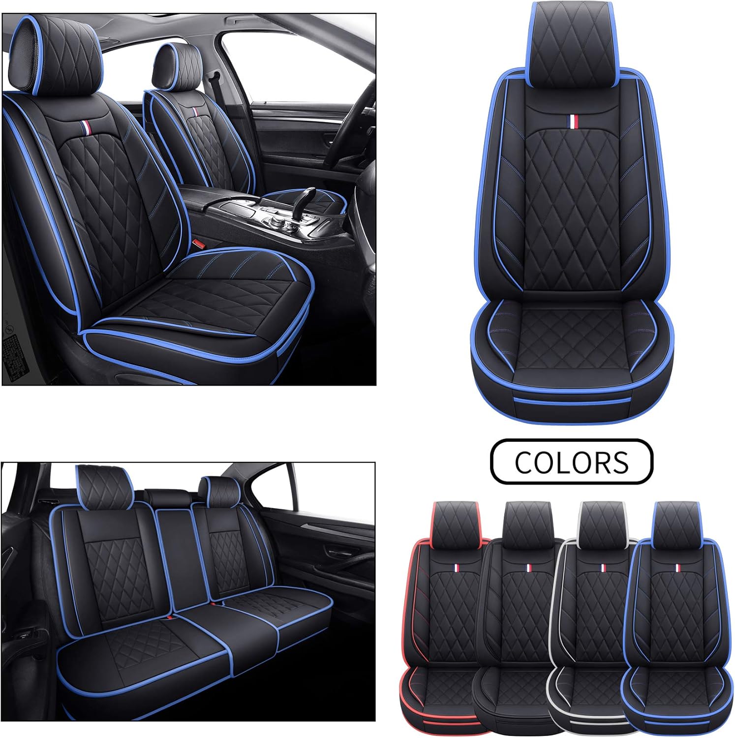 5 Car Seat Covers Full Set Waterproof Leather Automotive Cushions Split