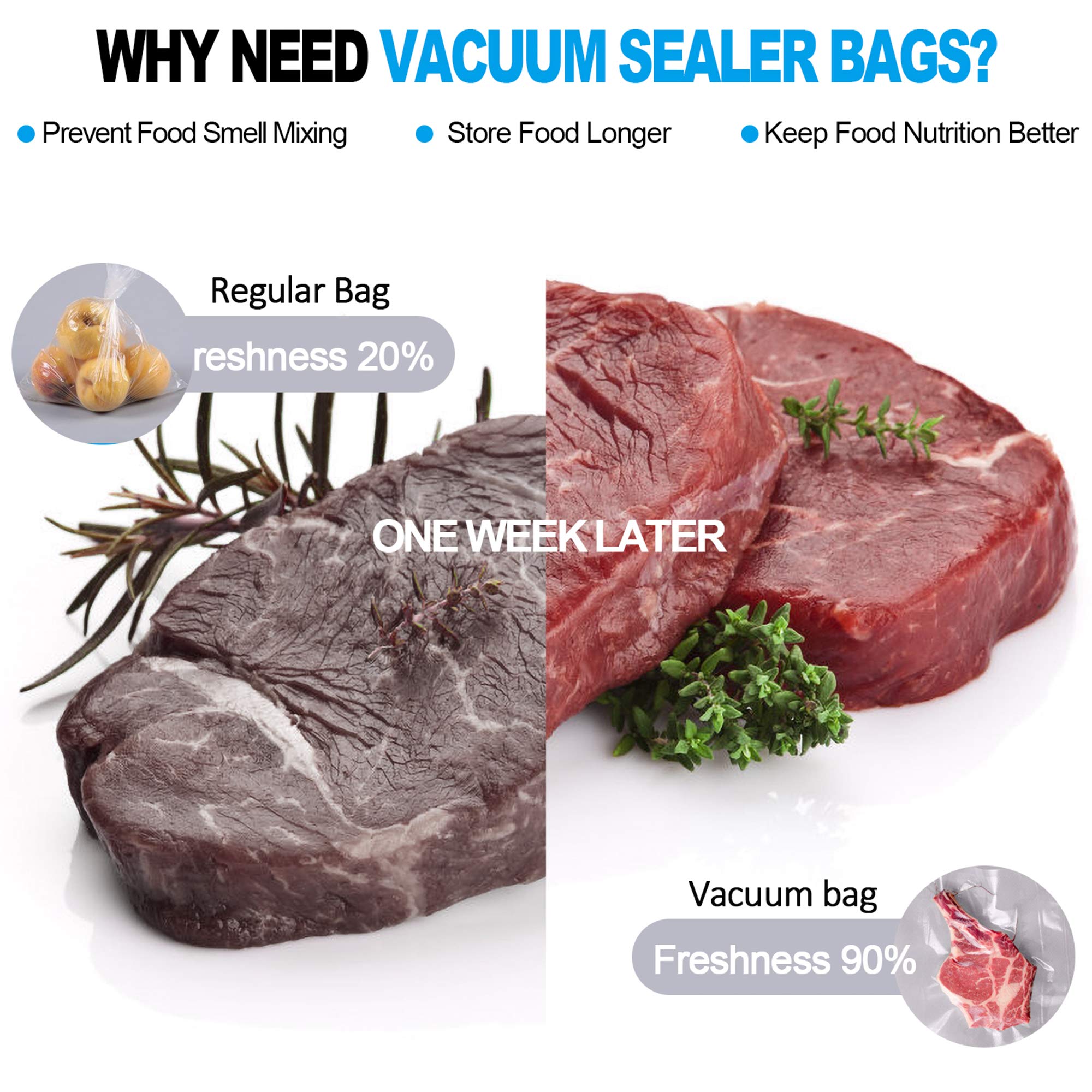 2.7×4 Inch/7x10cm Mini Vacuum Sealer Bags,Small Precut Food Storage Bag,Seal Meal Snack Fruit Nut,Boil Steam Heat Freeze,Commercial Grade Heavy Duty Sealable Bags(100PCS, Transparent)