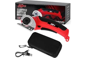 GENERIC Sellere Electric Cutter for Cardboard & Carpet - Cordless Electric Scissors for Fabric - Carrying Case Included - Box Cutter Electric - 4.2V & 2000mAh - Low Noise & Low Vibration