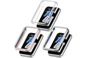 FitTurn Bling Bumper Case Compatible with Samsung Galaxy Fit 3 SM-R390 Crystal Diamonds Plate Protector Case Cover Scratch Resistant Shock Slim PC Shell for Galaxy Fit 3 Smartwatch (3pack-1)