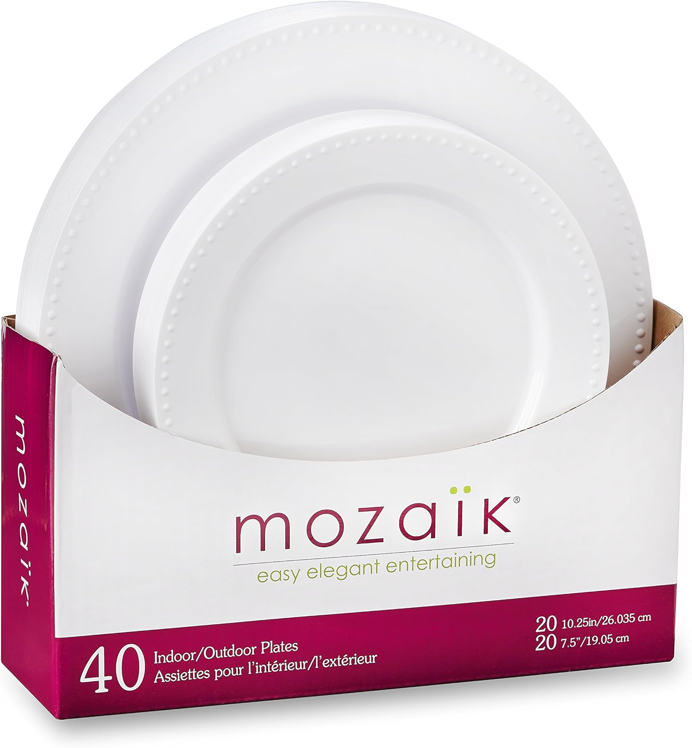 Mozaik Premium Plastic Pearl Plate Set, 40 pieces Kitchen & Dining
