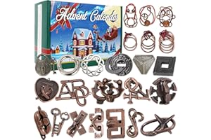 MYTOTHFY Advent Calendar 2025, Christmas Countdown Calendar Gift Box with 24 Brain Teaser Puzzles, 24 Days Metal Difficult Magic Brain Teaser Puzzles Xmas Countdown Calendar Challenge for Adults Teens