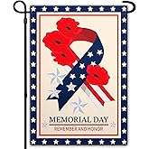 Memorial Day Garden Flag 12x18 Double Sided Remember And Honor Stars Poppy Garden Flag for Outside Indoor House Yard Patriotic Decor