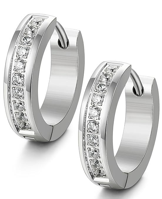 Jstyle Zirkonia Creolen Ohrclips Ohrringe Edelstahl Ohranhänger für Damen 16mm