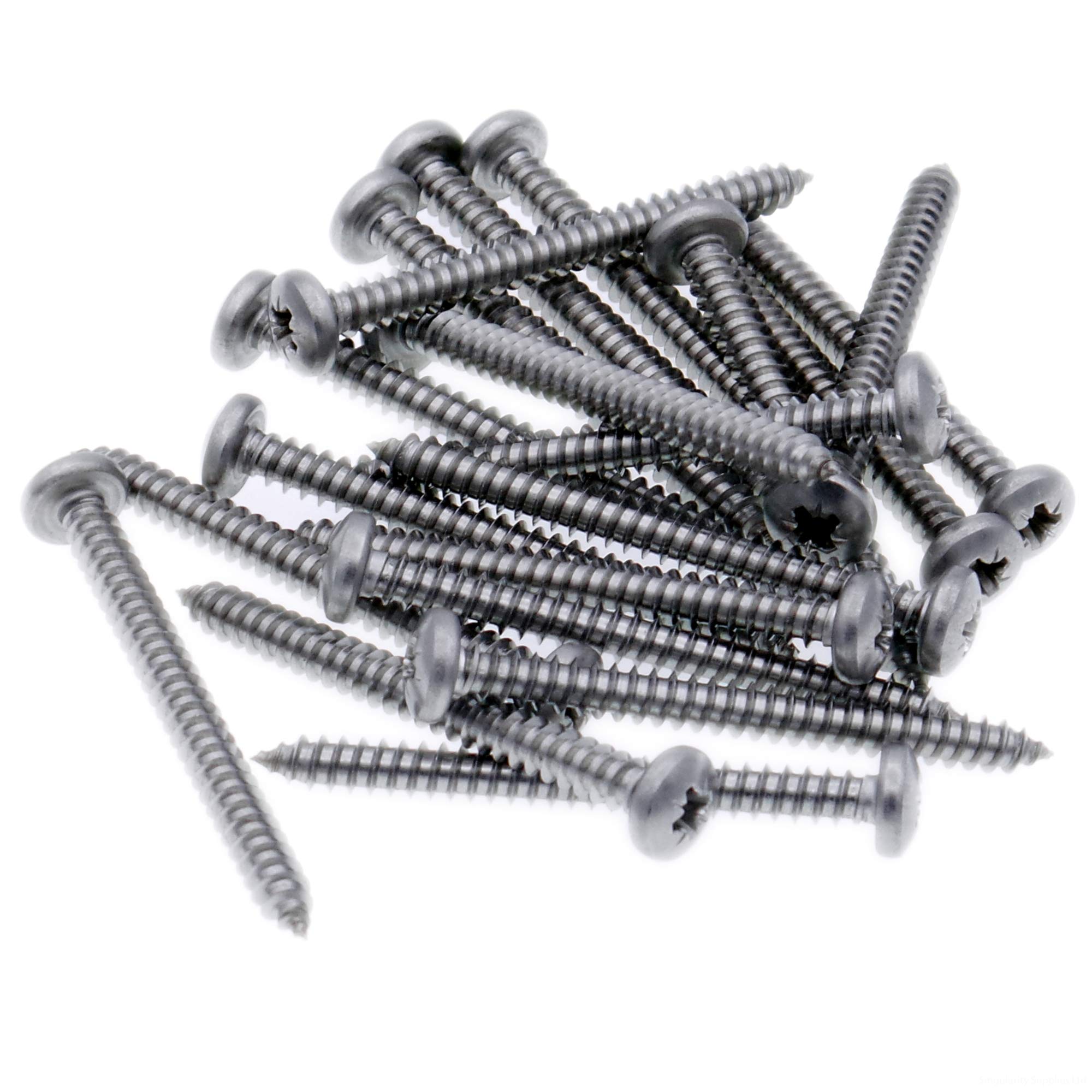 No.10 x 1 (4.8mm x 25mm) Pozi Pan Self-Tapping Screw - Stainless Steel (A2) (Pack of 20)