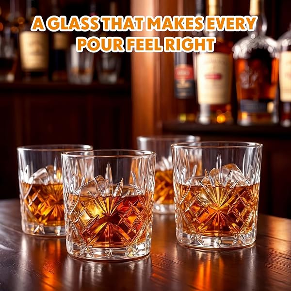 YIYIRING 24 PCS OLD FASHIONED WHISKEY GLASSES 12 OZ ELEGANT CRYSTAL WHISKEY GLASSES BOURBON COCKTAIL ROCKS GLASS FOR BOURBON SCOTCH LIQUOR COCKTAILS BARWARE MEN GIFTS