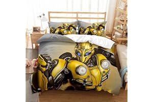 LUCIHZ Kids Boys Transformers Bedding Duvet Cover Size Twin/Queen Lightweight Quilt Cover Bumblebee Optimus Prime