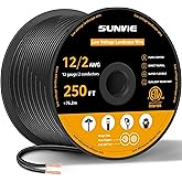SUNVIE 12/2 Low Voltage Landscape Wire 250FT with Spool Outdoor Landscape Lighting Cable 12 Gauge 2 Conductors Low Voltage Wi