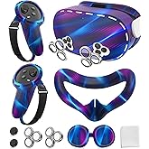 Silicone Cover Set Compatible with Meta/Oculus Quest 3s Accessories, Silicone Face Cover, Controller Grip Cover, Camera Lens