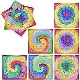 Tie Dye Paisley Pattern Bandanas for Men and Women, Multi-Purpose Bandana Face Mask Scarf Headwear, 21 x 21 inches, Multicolored, Pack of 6