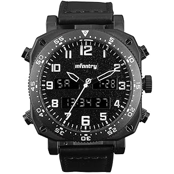 Infantry Analog-Digital Uhr Chronograph Alarm Datum Beleuchtung Outdoor Schwarz Leder Armband