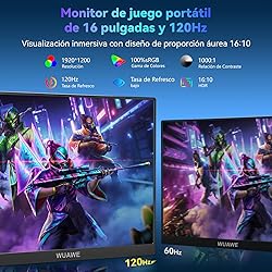 WUAWE 16" Portable Monitor, 1200P 120Hz 100% sRGB