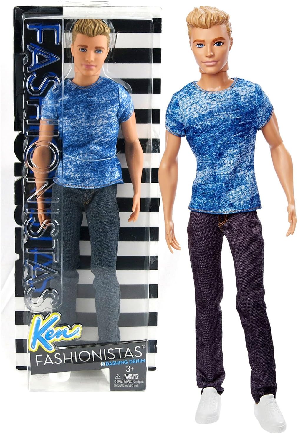 FAS Year 2015 Fashionistas Series 12 Inch Doll - Ken in Blue Dashing Denim Tee and Dark Blue Denim Pants