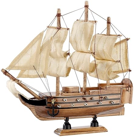 Playtastic Schiffbausatz: 70-teiliger Schiff-Bausatz Flaggschiff aus Holz (Modell)
