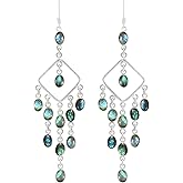 Natural Oval Gemstones Dangle Earrings for Women – Handmade 925 Silver Plated Boho Drop Earrings – Statement Birthstone Comfortable Fashion Jewelry – Gift for Anniversaries or Special Occasions