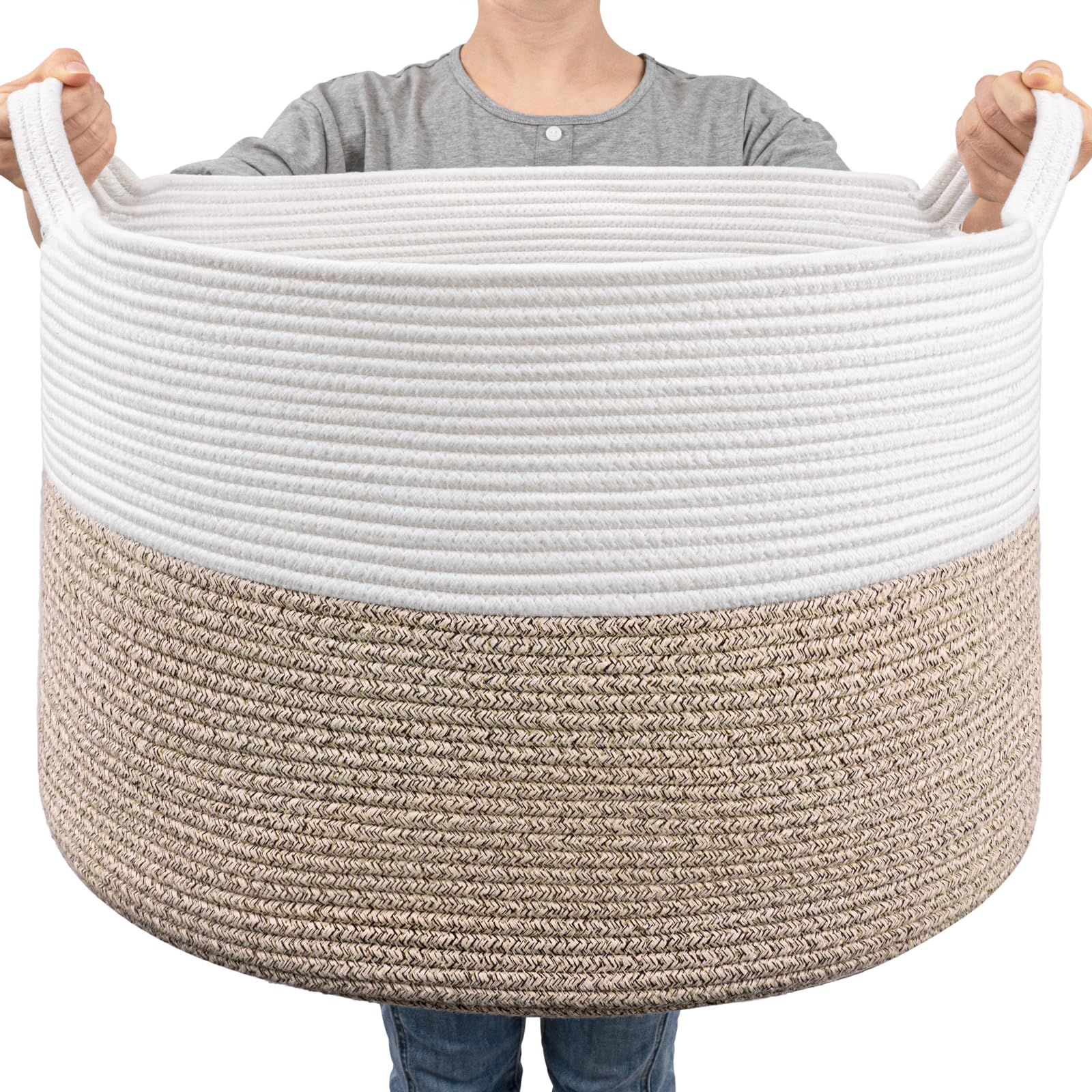 Goodpick Large Cotton Rope Basket, 83L Big Woven